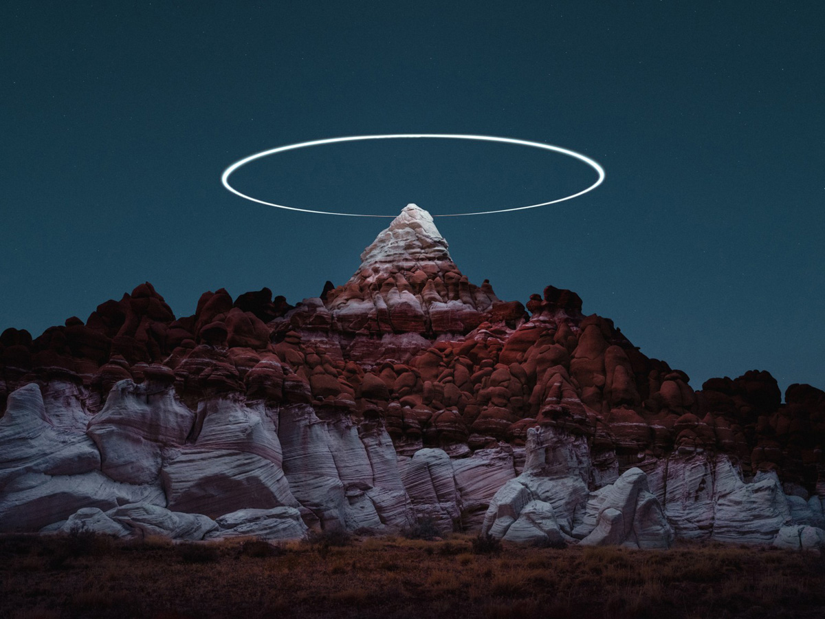 Long Exposure Photo Made With Drone Lighting Up Mountain Landscapes