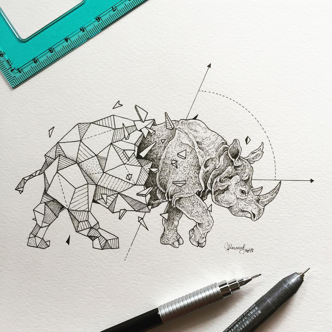 Mindblowing ‘Geometric Beasts’ Illustrations by Kerby Rosanes