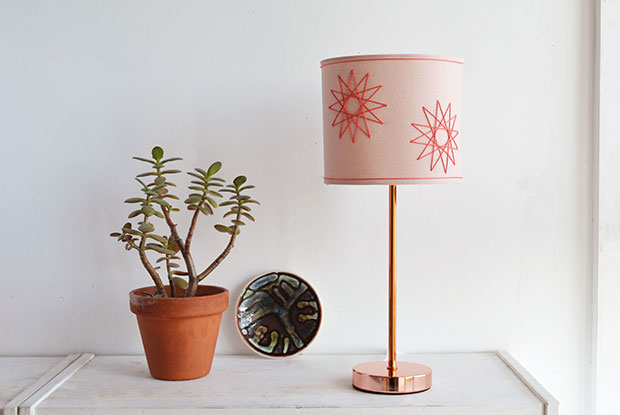 frankie exclusive diy: yarn embroidered lampshade