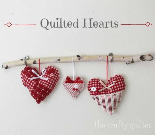 Scrappy Quilted Hearts Ornaments Tutorial