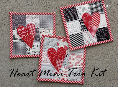 How to Make a Quilted Trio of Mini Heart Mug Rugs