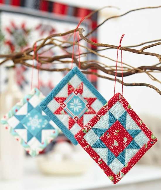 Quilted Christmas Tree Ornaments