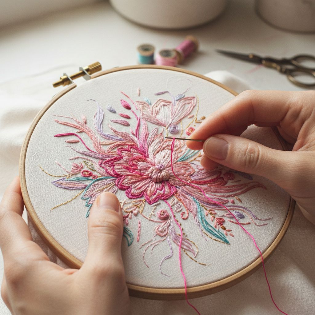 Hand embroidery.