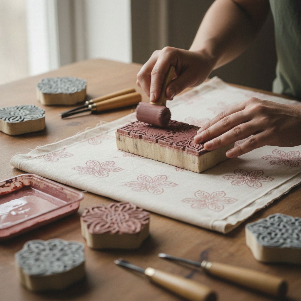 Block printing on fabric